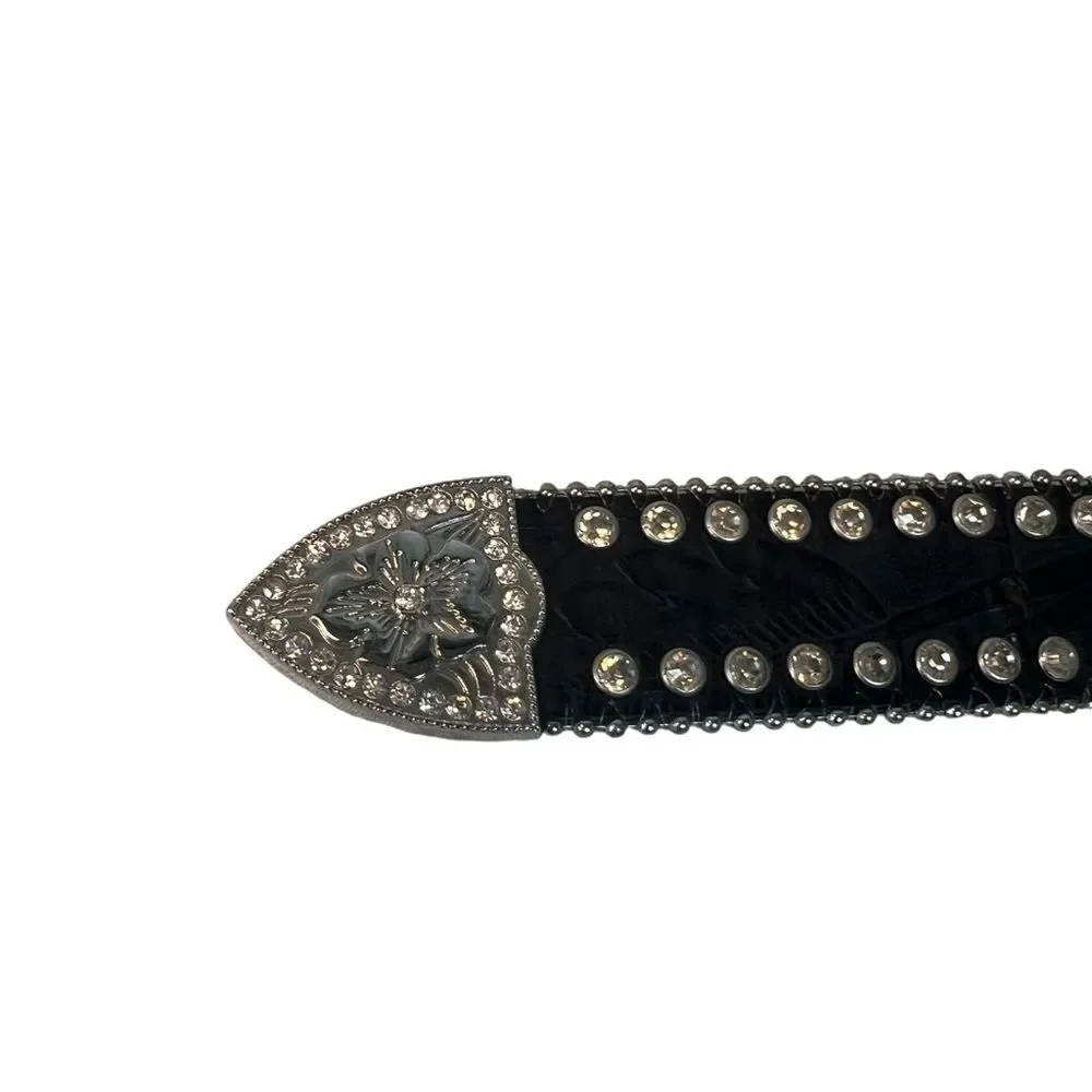 Blazin Roxx Black Studded Concho Belt Belt Women’s Medium Embellished Silver